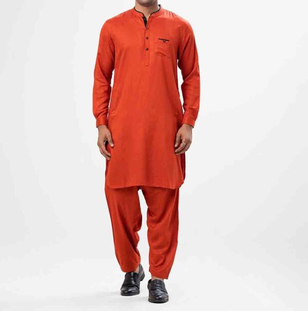 Orange Premium Viscose Kabli Panjabi Set